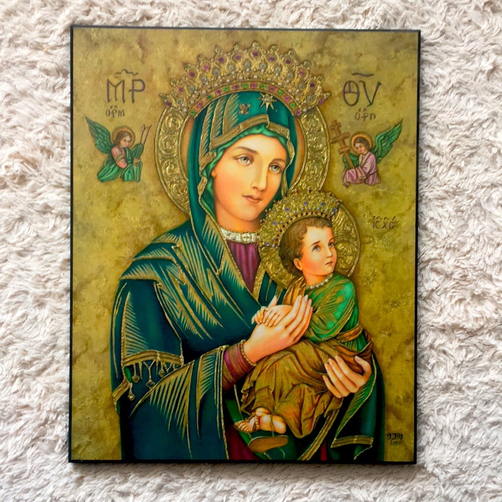 Monastery of the Magnificat Wooden Religious Icon Plaque Virgin Mary Jesus Quebe